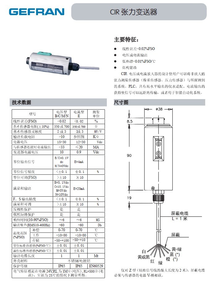 GEFRAN【CIR】張力信號變送器